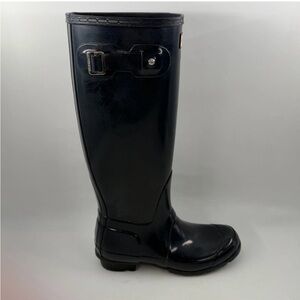 Hunter Women’s Original Tall Gloss Rain Boots-SZ 6-Blue Natural Rubber “Wellies”
